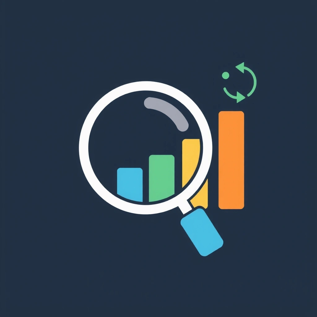 Magnifying glass over a chart icon