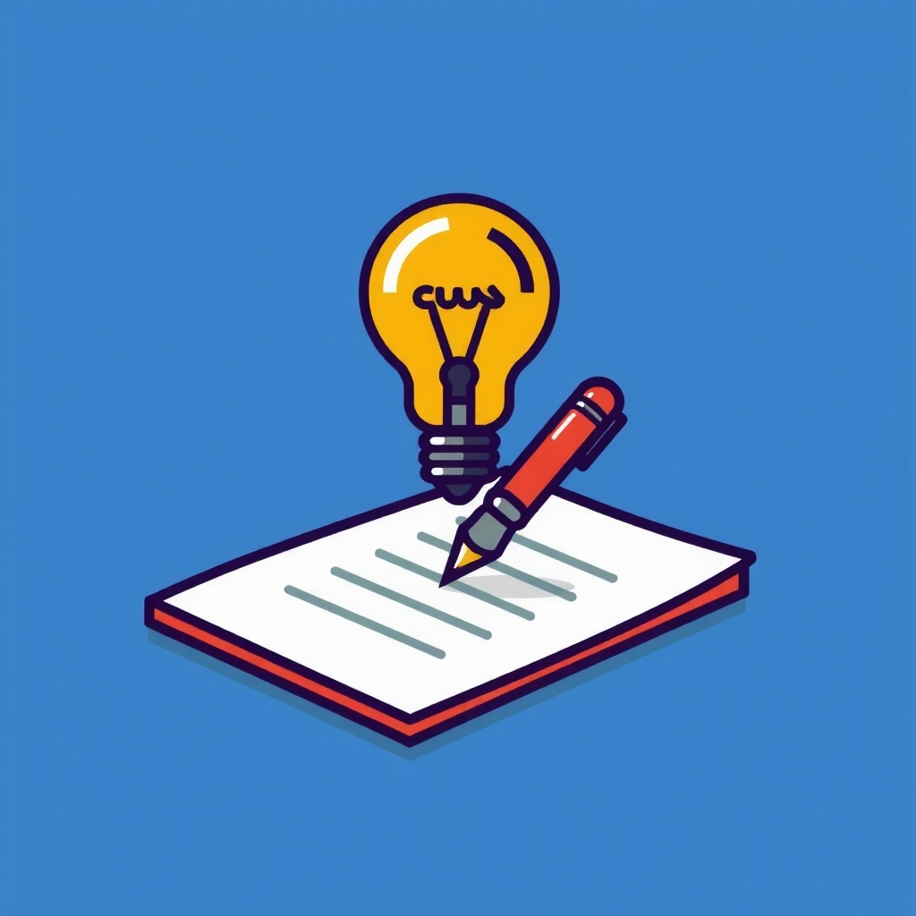 Pen and paper with a lightbulb icon